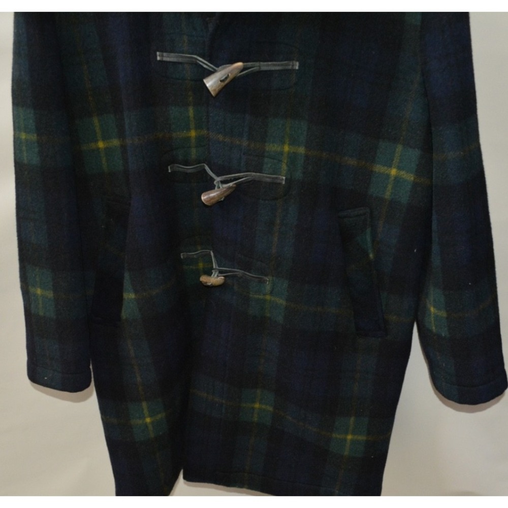 Vintage Gloverall Tartaneer Duffle Coat – Plaid Blue Green – Men's 40 – Hooded - Picture 3 of 5